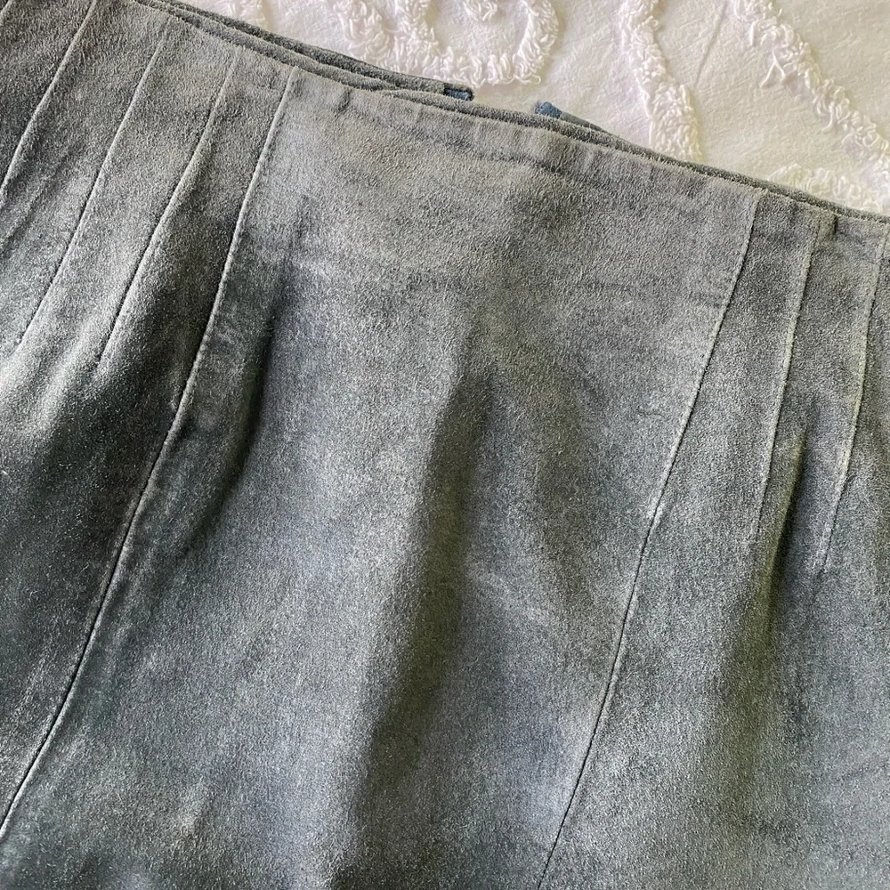 VTG Paul Harris Gray Suede Leather Skirt